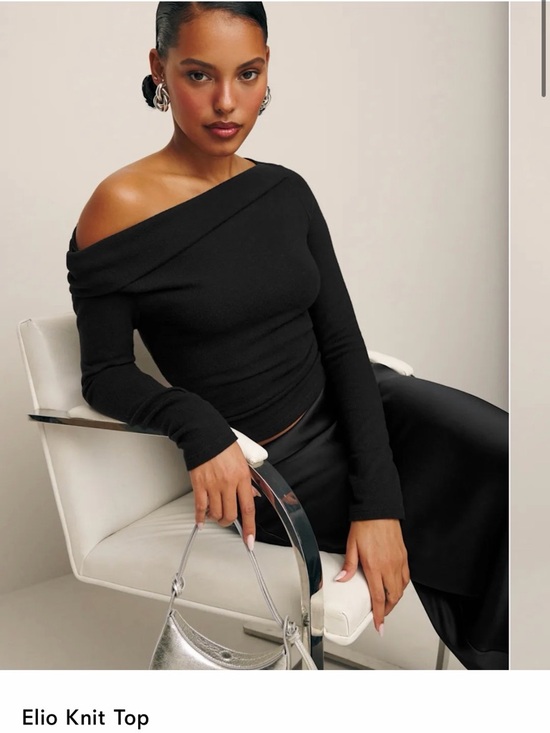 Reformation Sweaters - Reformation Black Off-the-Shoulder Elio Knit Top